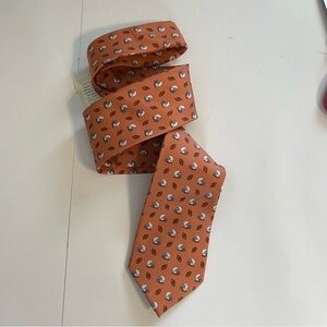 NWT Bird Dog Bay 100% Silk Orange Football Theme Neck Tie